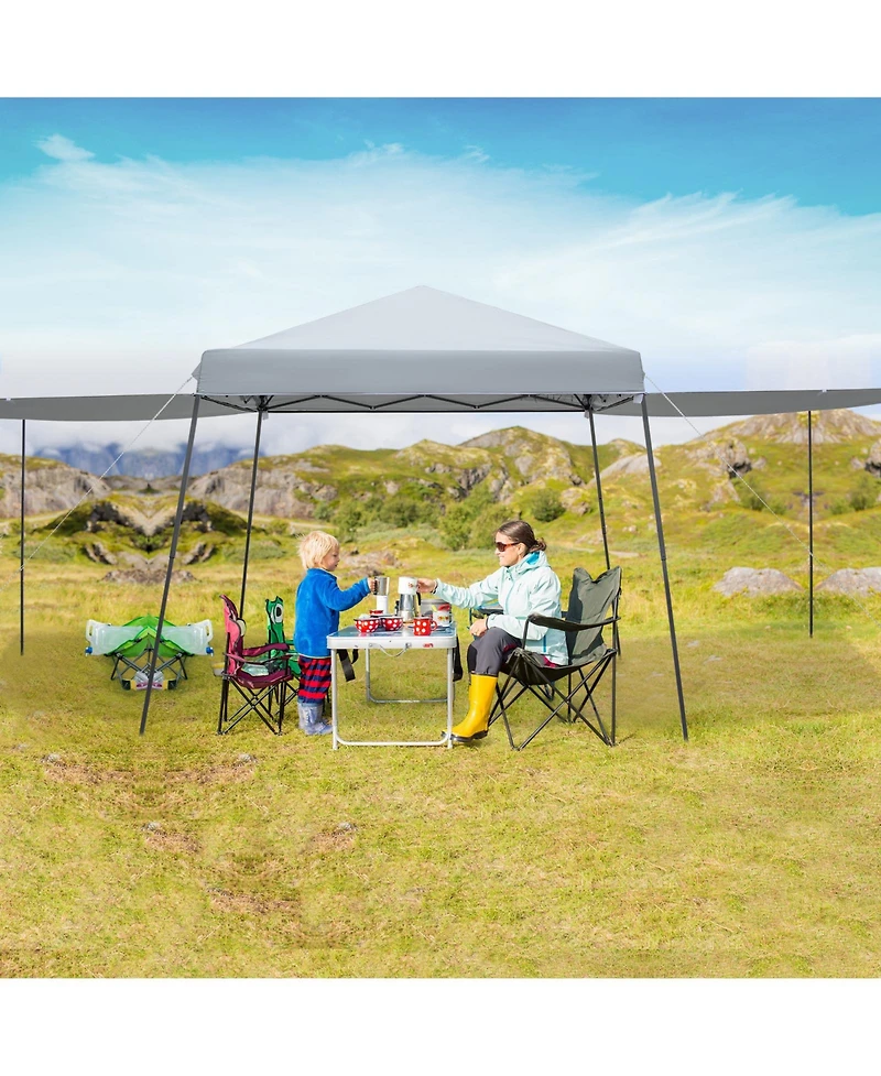 Gymax Patio 10 x 10FT Instant Pop-up Canopy Folding Tent w/ Sidewalls and Awnings Outdoor