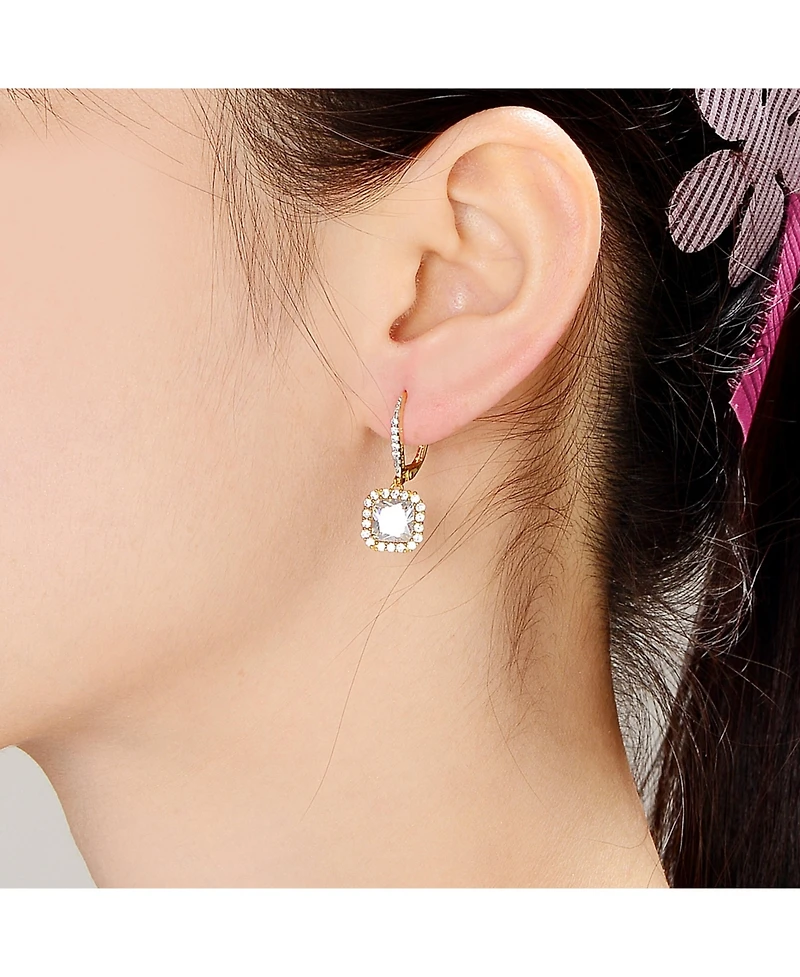 Gv Sterling Silver Plated Cubic Zirconia Square Drop Earrings