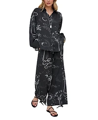 Raffya Women's Palm High Waist Print Trouser