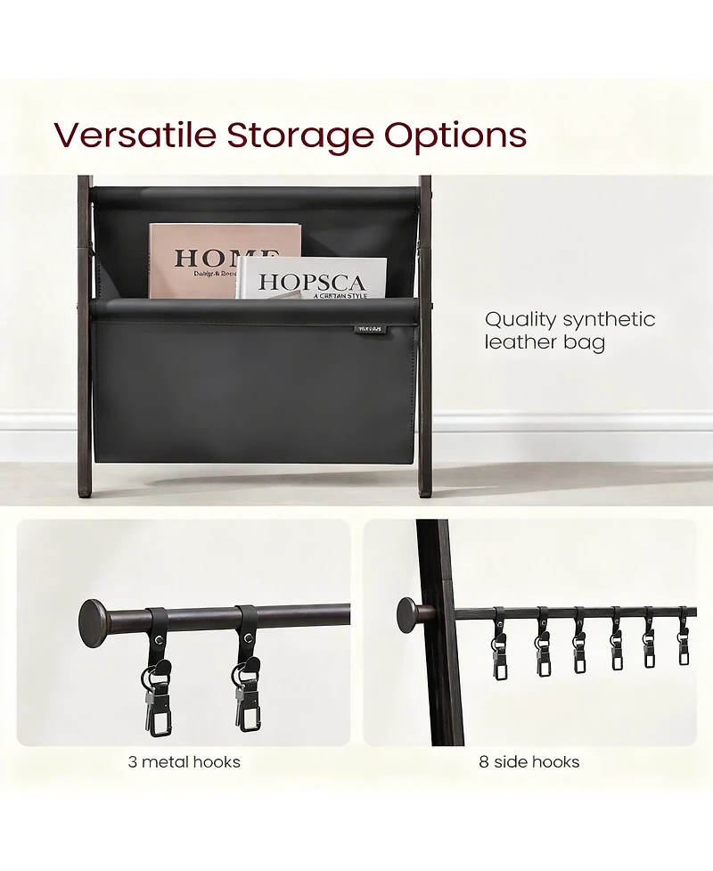 Yigii Blanket Ladder 5-Tier Wooden Shelf Farmhouse Rack Leather Bag