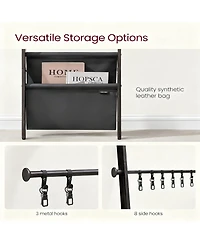 Yigii Blanket Ladder 5-Tier Wooden Shelf Farmhouse Rack Leather Bag