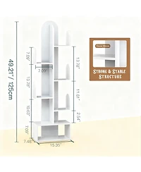 Yigii Cactus Tree Bookshelf Wood Corner Storage Rack