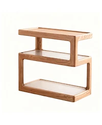 Yigii Solid Wood Side Table Nightstand 3-Tier Open Shelf End Table