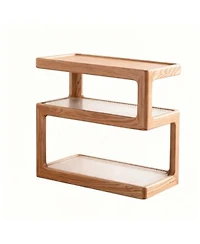 Yigii Solid Wood Side Table Nightstand 3-Tier Open Shelf End Table