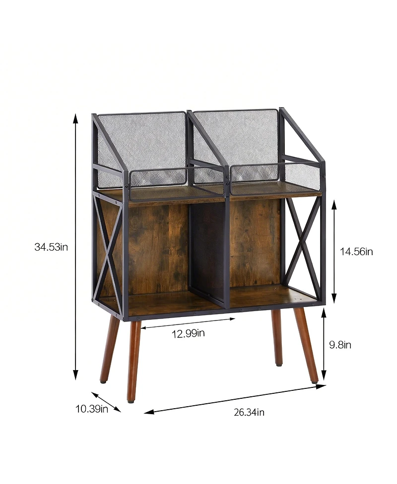 Yigii Vinyl Record Storage Holder shelf 250 Lp Wooden Display Table