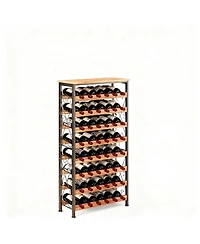 Yigii Bottles Wine Rack Freestanding Floor Wood Top Tier Kitchen Pantry Storage