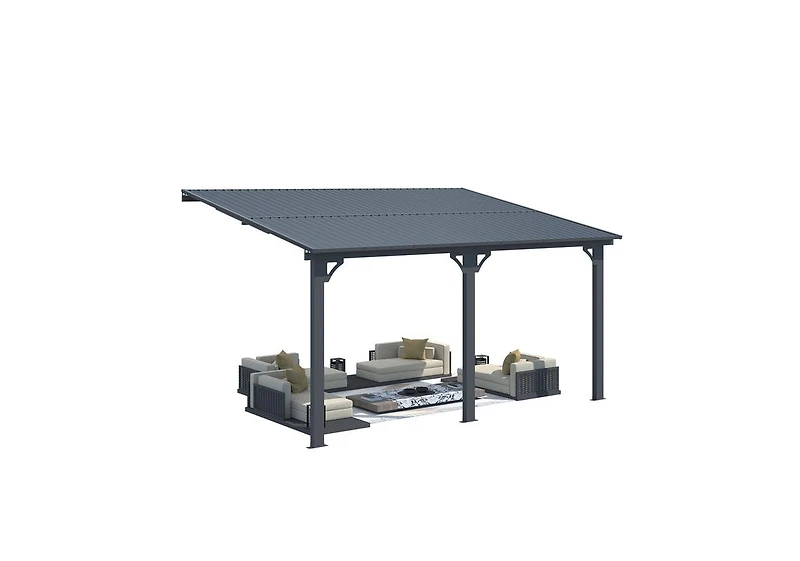 Aecojoy 14x10 Outdoor Hardtop Gazebo Adjustable Height Pergola for Patio