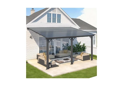 Aecojoy 14x10 Outdoor Hardtop Gazebo Adjustable Height Pergola for Patio