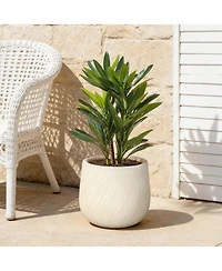 LuxenHome 14" Dia Large Plant Pot with Drainage, Texutred Round Planter Pot for Indoor and Outdoor Plants