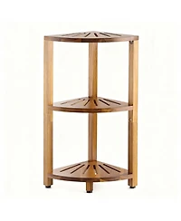 Yigii 3-Tier Wood Corner Shelf Waterproof Bathroom Organizer Space-Saving Storage Stand