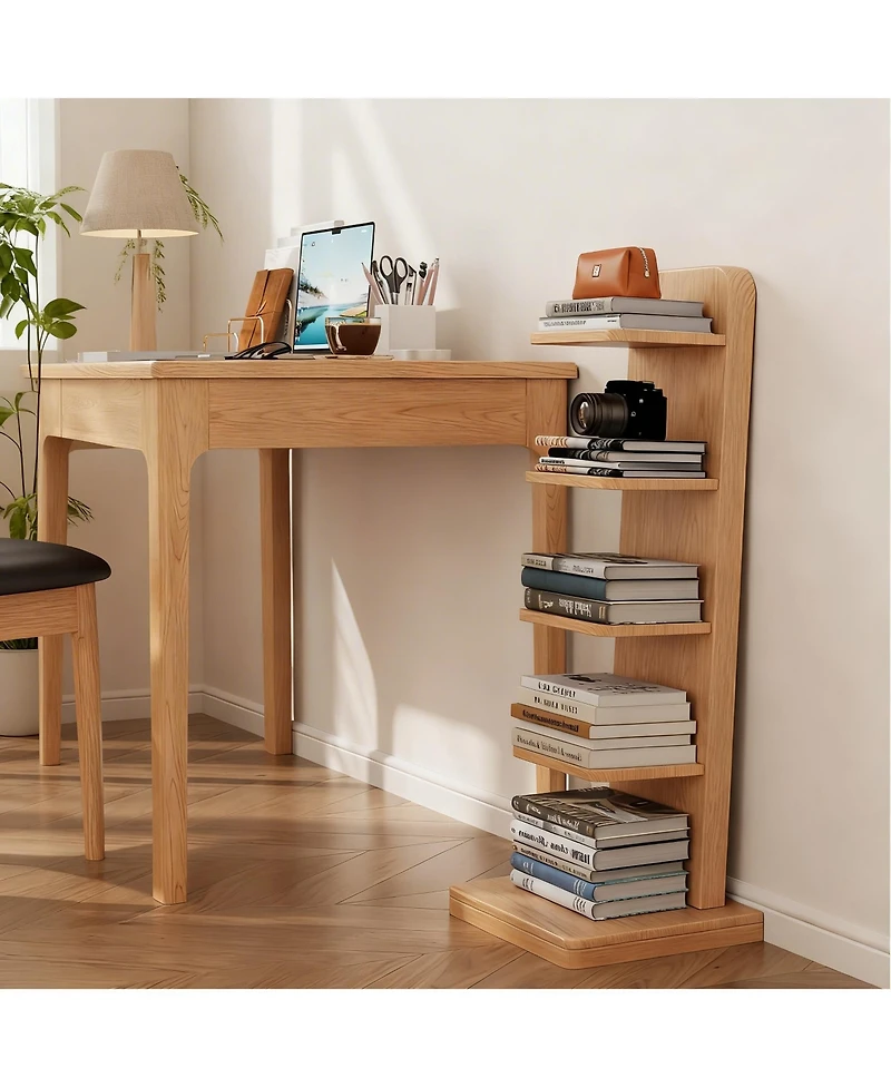 Yigii Solid Wood 5-Tier Narrow Bookshelf Corner Ladder Bookcase