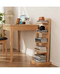 Yigii Solid Wood 5-Tier Narrow Bookshelf Corner Ladder Bookcase
