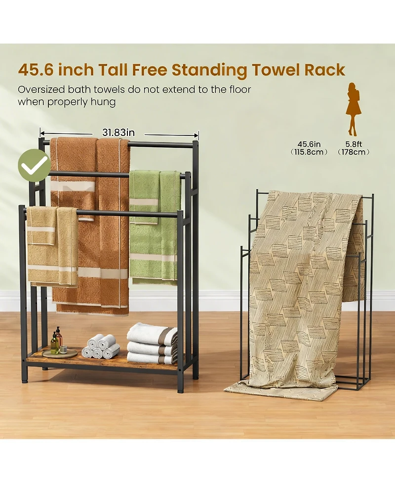 Yigii Freestanding Towel Rack Blanket Ladder Holder Outdoor Bath Drying Shelf
