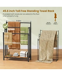 Yigii Freestanding Towel Rack Blanket Ladder Holder Outdoor Bath Drying Shelf
