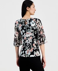 Kasper Women's Mixed-Media Tie-Front Top, Regular & Petite