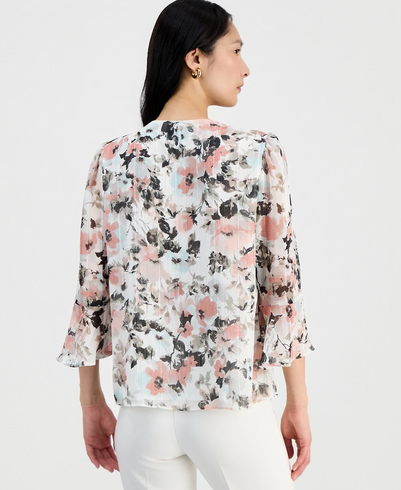 Kasper Women's Ruffle-Front V-Neck Blouse
