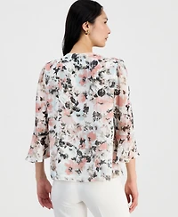 Kasper Women's Ruffle-Front V-Neck Blouse