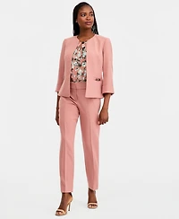 Kasper Women's Cuffed 3/4-Sleeve Collarless Jacket