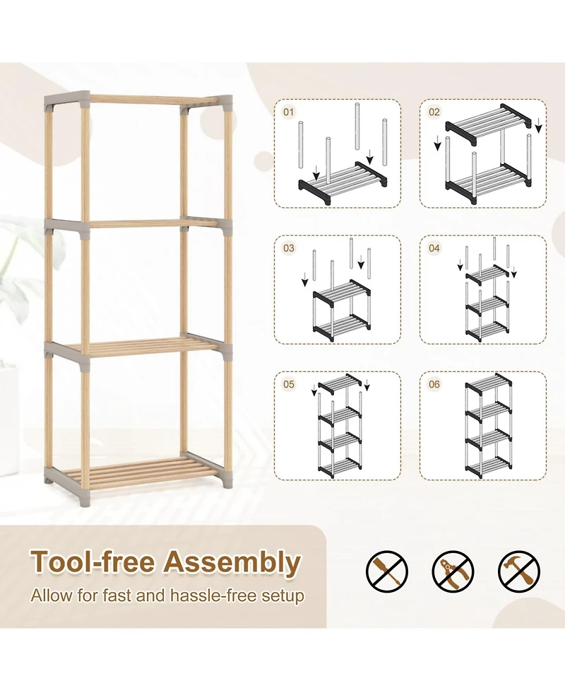 Slickblue 4 Tier Open Shelf Storage Bookcase for Home and Office Spaces