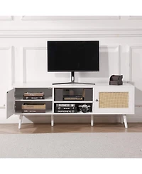 Gouun Rattan Tv Stand for TVs with Power Outlets
