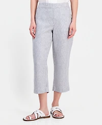 Charter Club Petite Beach Stripe High-Rise Cropped Linen Pants, Macy's Exclusive