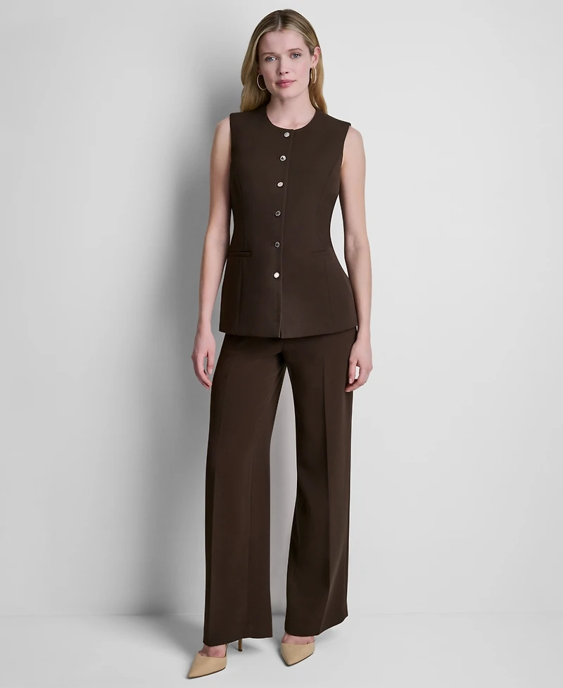 Dkny Petite Longline Crewneck Vest