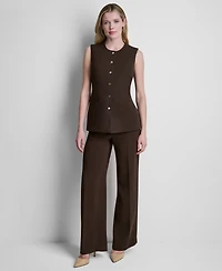 Dkny Petite Longline Crewneck Vest