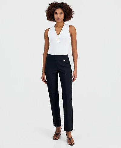 I.n.c. International Concepts Women's Tummy-Control Pull-On Straight-Leg Pants, Created for Macy's