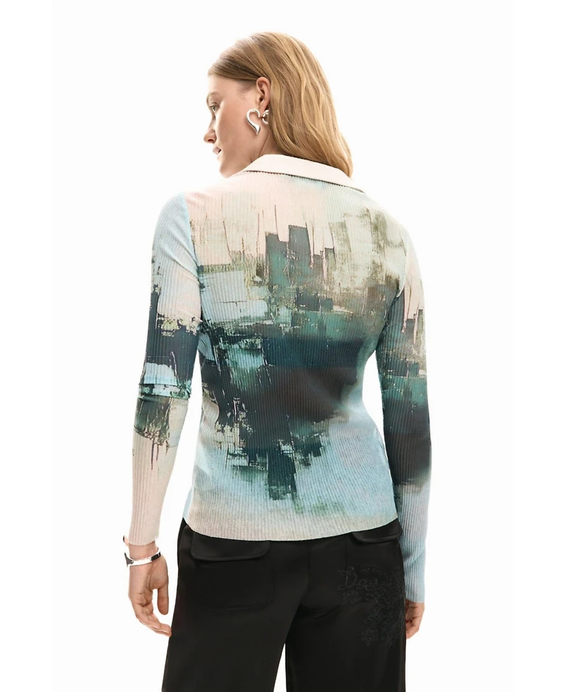 Desigual Women's Buttoned texture t-shirt