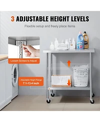 Gouun Stainless Steel Rolling Work Table 24 x 36 x 38 in with 4 Casters