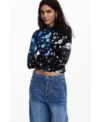 Desigual Women's Bicolor floral t-shirt