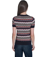 Tommy Hilfiger Women's Crewneck Scallop Stripe Sweater