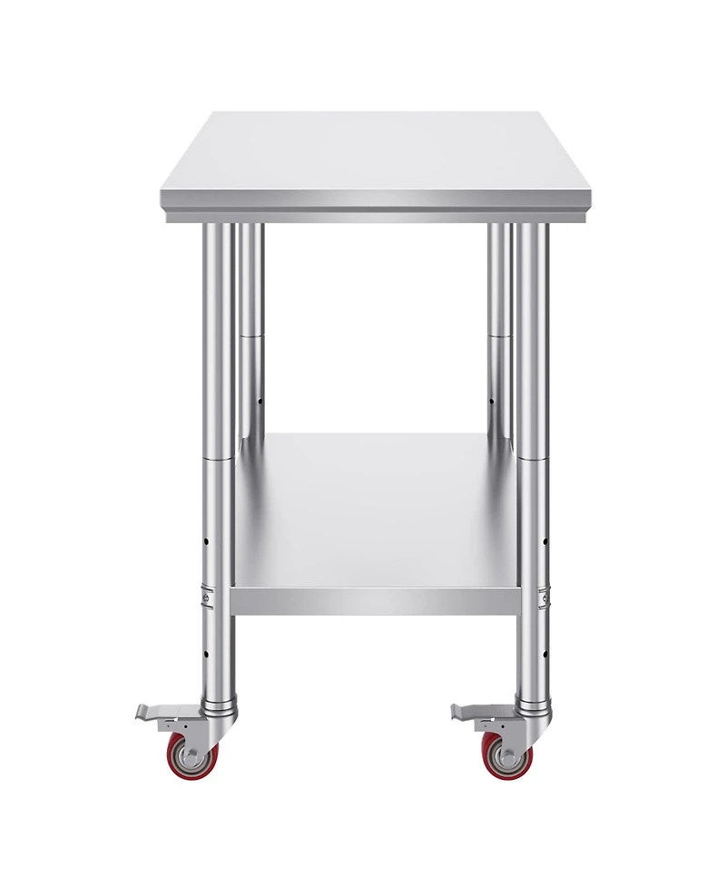 Gouun Stainless Steel Rolling Work Table 35 x 24 x 33 in with 4 Casters, 700 lbs Load Capacity