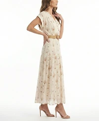 Taylor Petite V-Neck Belted Maxi Dress