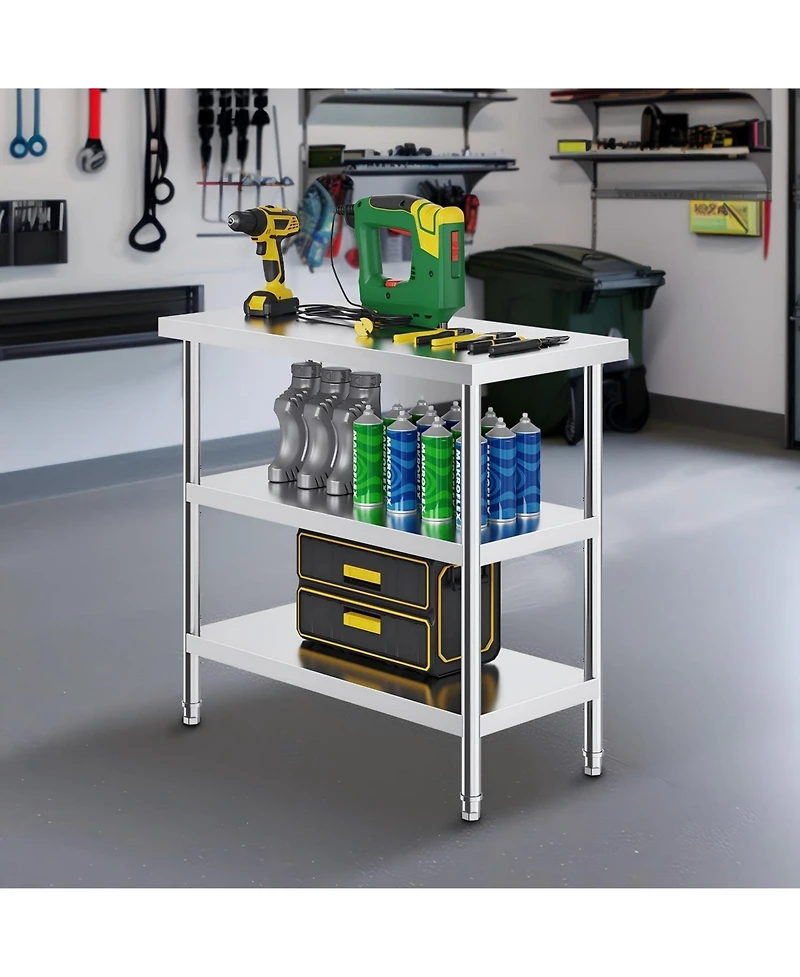 Gouun Stainless Steel Food Prep Table 18 x 36 x 34 in with Adjustable Undershelf