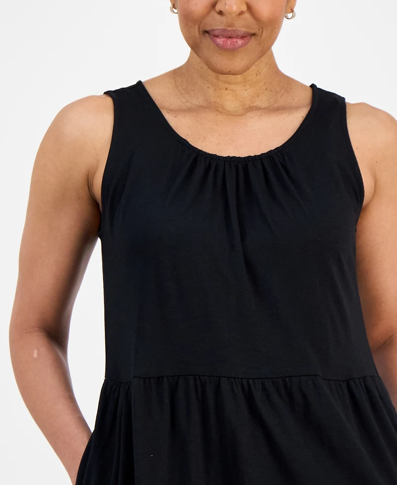 Style & Co Petite Round-Neck Tiered Tank Dress, Macys Exclusive