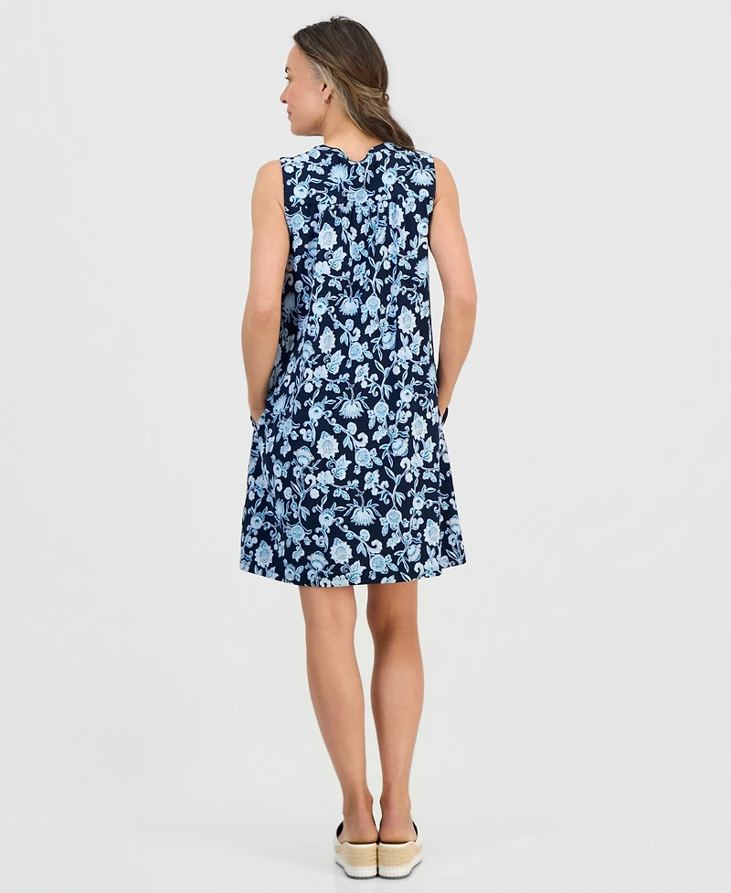 Style & Co Petite Printed Pintucked Knit Dress, Macy's Exclusive