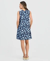 Style & Co Petite Printed Pintucked Knit Dress, Macy's Exclusive