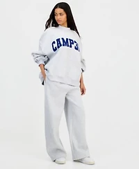 The Happy Camp3r Womens Reversible Mock Neck Sweatshirt Wide Leg Sweatpant Matched Set