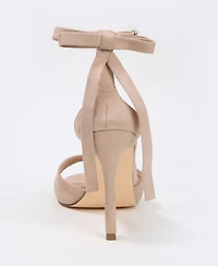 Berness Women's Fia Ankle Strap Heeled Sandal Adorned on the Back with a Double Bow