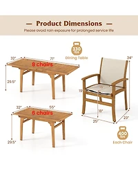 Gymax 9PCS Acacia Wood Outdoor Dining Set w/ 1.97'' Umbrella Hole for Backyard Garden