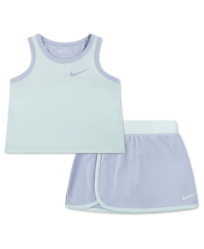 Nike Girls' Toddler 2T-4T Dri-fit Color-Blocked Tank Top and Scooter Skort, 2-Piece Set