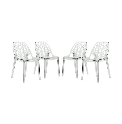 LeisureMod Cornelia Modern Spring Cut-Out Tree Design Stackable Dining Chair