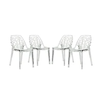 LeisureMod Cornelia Modern Spring Cut-Out Tree Design Stackable Dining Chair