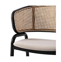 LeisureMod Dining Chair With Stainless Steel Legs Velvet Seat and Wicker Back