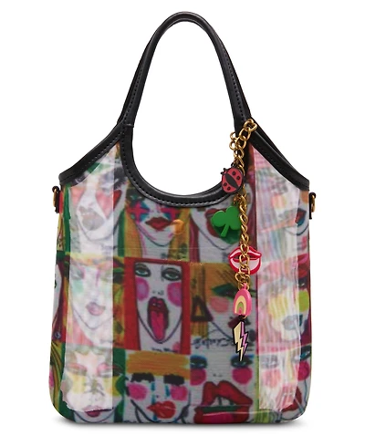 Betsey Johnson Artwork Faces Mini Satchel Handbag