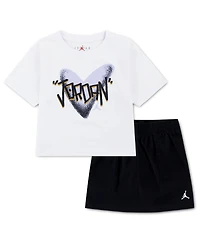 Jordan Boys' 4-6X Heart T-Shirt and Skort, 2-Piece Set