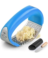 Stainless Steel Garlic Press Rocker Set - Premium Garlic Mincer Garlic Crusher with Peeler and Scraper