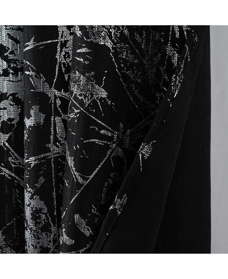 Rt Designers Collection Brighton Foil Jacquard Polyester Window Curtain Grommet Panel 52" x 84"