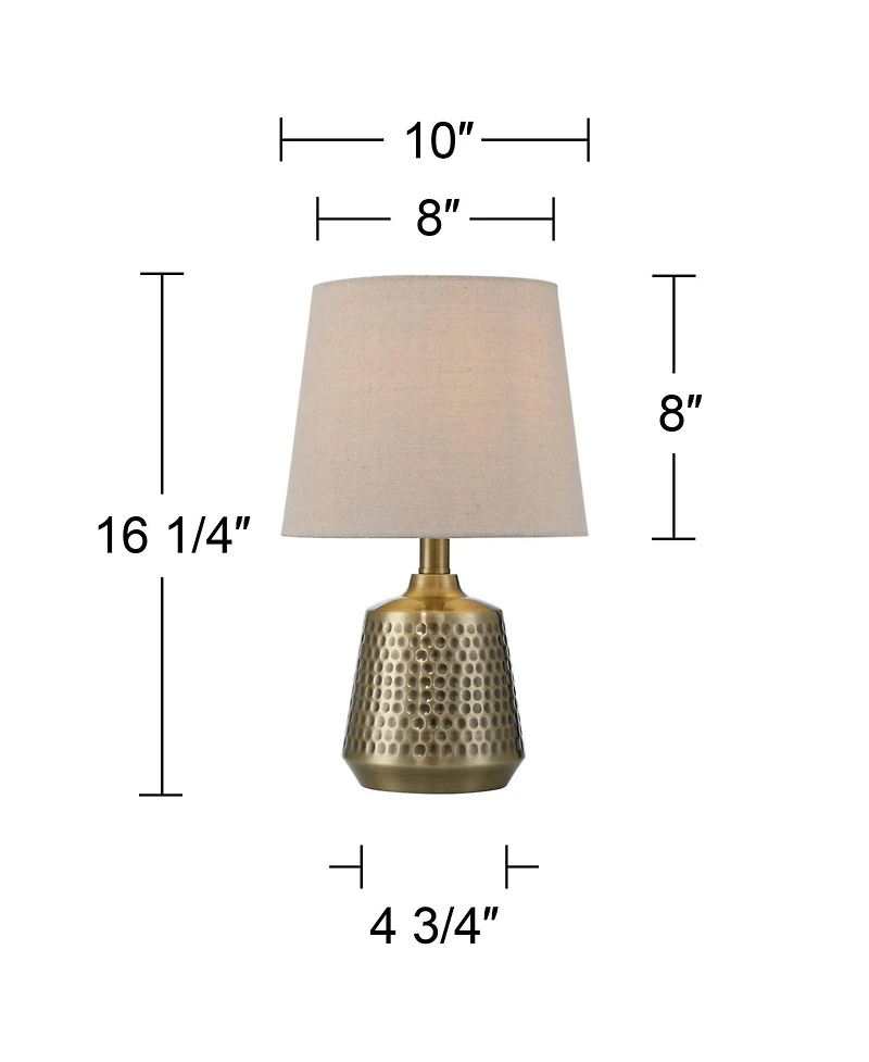 360 Lighting Argus 16 1/4" High Small Modern Accent Table Lamp Gold Textured Brass Finish Metal Single Living Room Bedroom